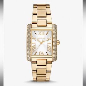 MICHAEL KORS OVERSIZED EMERY PAVÈ GOLD TONE WATCH